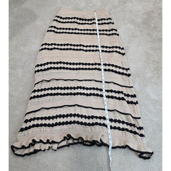 Solitaire Womens Knit Striped Sweater Skirt XL Beige & Black - Picture 2 of 6